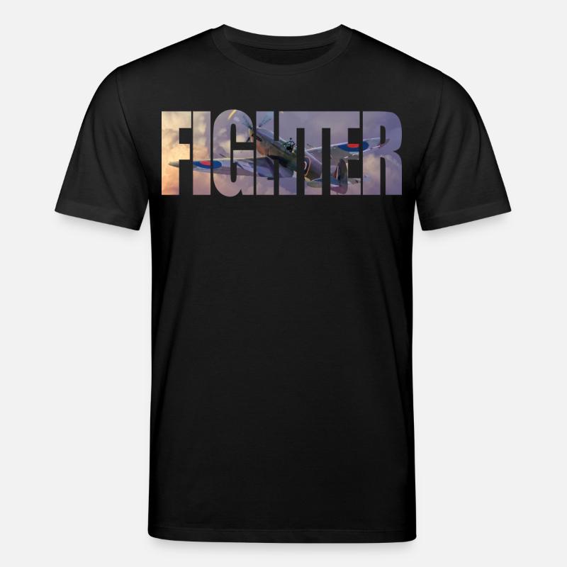 Fighter Spitfire - Stanley/Stella Unisex Bio-T-Shirt CREATOR  - Schwarz