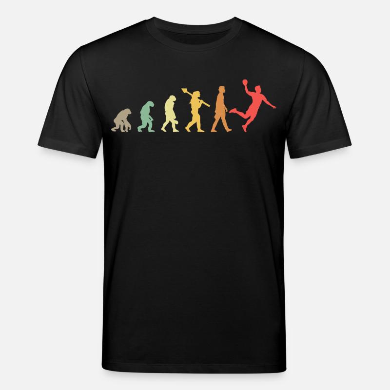 Handball Evolution Handballer Entwicklung Retro - Stanley/Stella Unisex Bio-T-Shirt CREATOR  - Schwarz