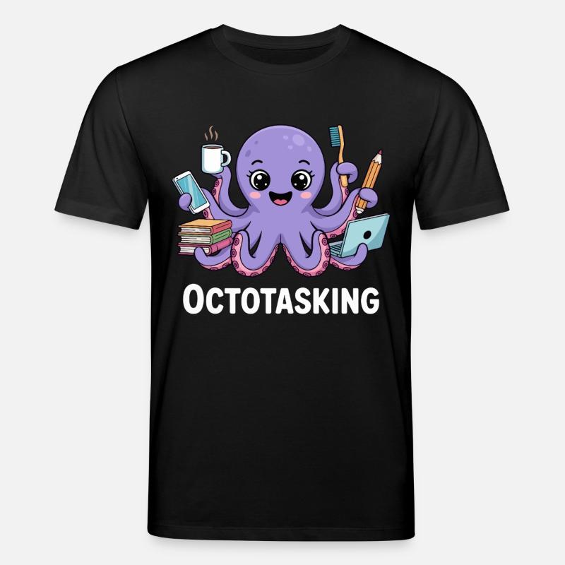 Octotasking Krake im Multitasking Modus - Stanley/Stella Unisex Bio-T-Shirt CREATOR - Schwarz