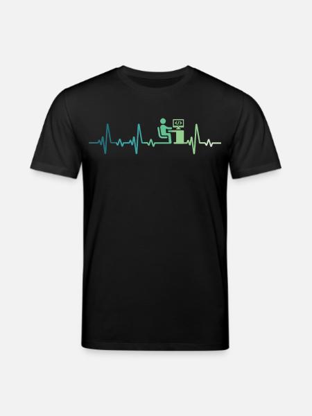 Heartbeat Programmer Developer - Stanley/Stella CREATOR Unisex Organic T-Shirt - black