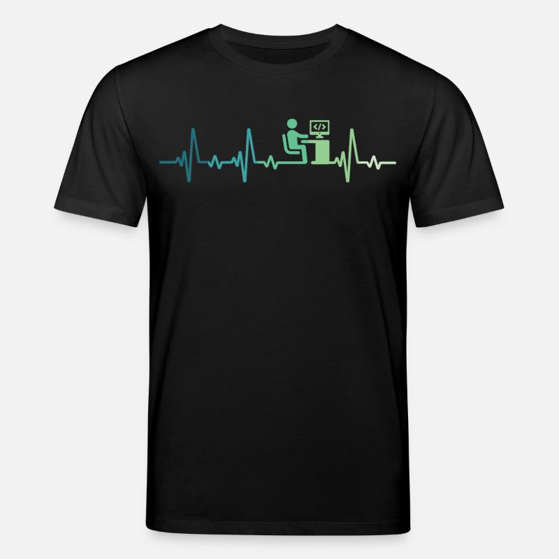 Heartbeat Programmer Developer - Stanley/Stella CREATOR Unisex Organic T-Shirt - black