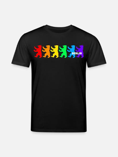 Berliner Bären / Regenbogenfarben - Stanley/Stella Unisex Bio-T-Shirt CREATOR - Schwarz