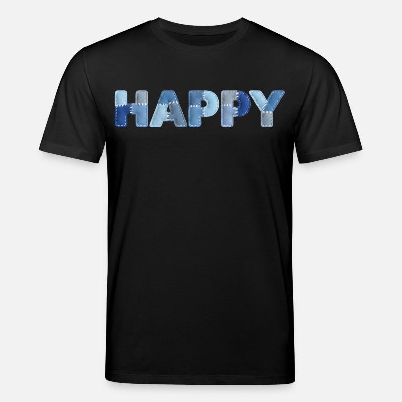 HAPPY Denim Patchwork New Trend - Stanley/Stella CREATOR Unisex Organic T-Shirt - black