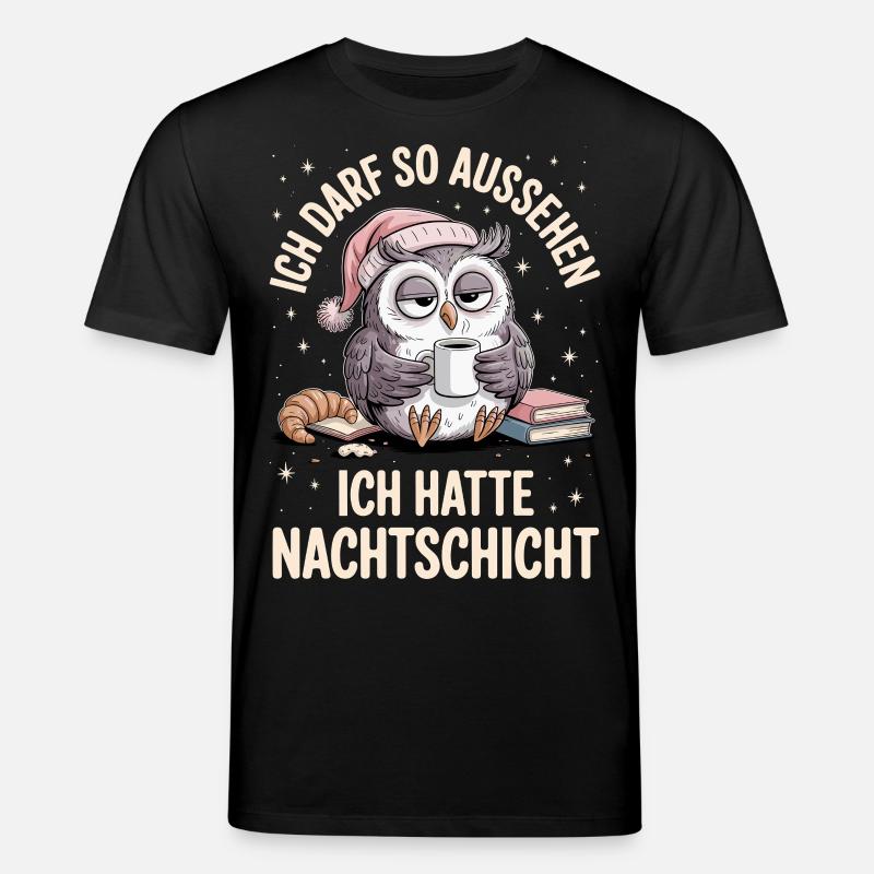 Nachtschicht Nachtdienst Krankenschwester Eule - Stanley/Stella Unisex Bio-T-Shirt CREATOR  - Schwarz