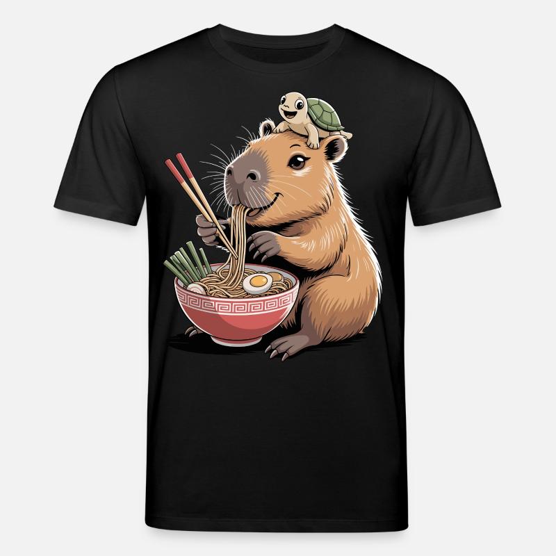 Cute capybara, ramen, turtle, capybara - Stanley/Stella CREATOR Unisex Organic T-Shirt - black