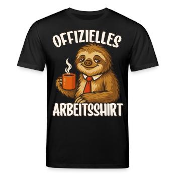 Arbeit Arbeitsshirt Büro Faul Faulenzer Faultier - Stanley/Stella Unisex Bio-T-Shirt CREATOR  - Schwarz - Vorne - Alina (178cm) & Michal (187cm)
