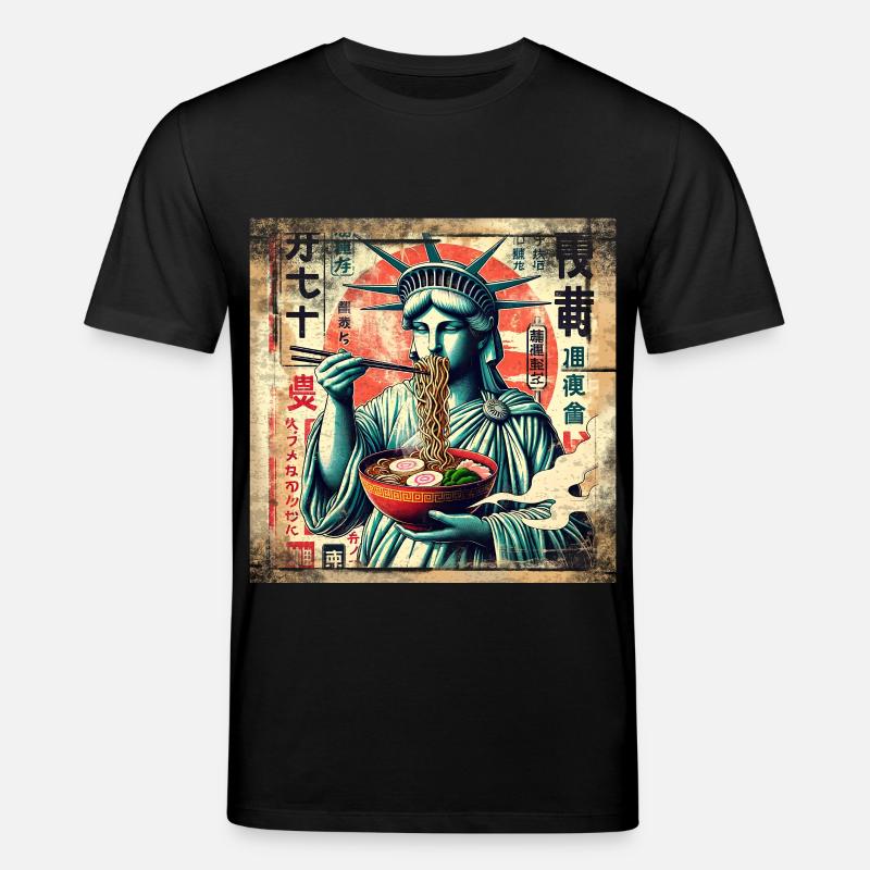 Ramen freiheitsstatue Grunge Poster Style - Stanley/Stella Unisex Bio-T-Shirt CREATOR  - Schwarz