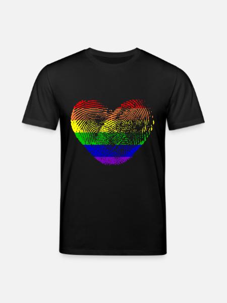 Gay - heart - fingerprint - Stanley/Stella CREATOR Unisex Organic T-Shirt - black