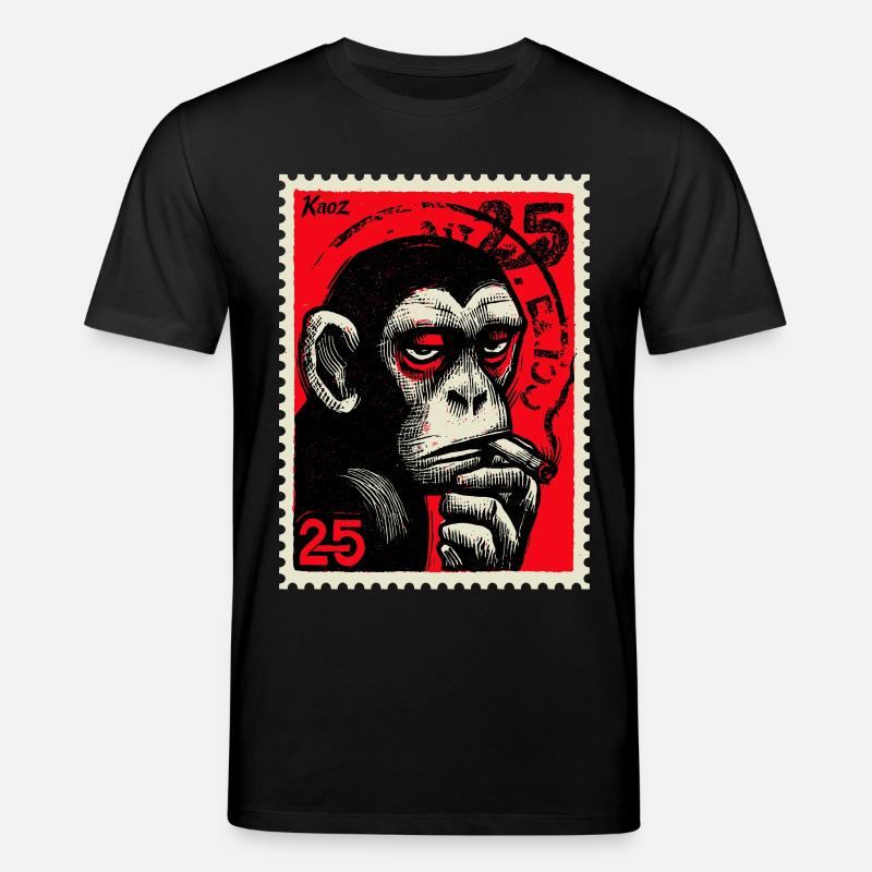 Singe cool sur timbre-poste - T-shirt bio CREATOR Stanley/Stella Unisexe - noir