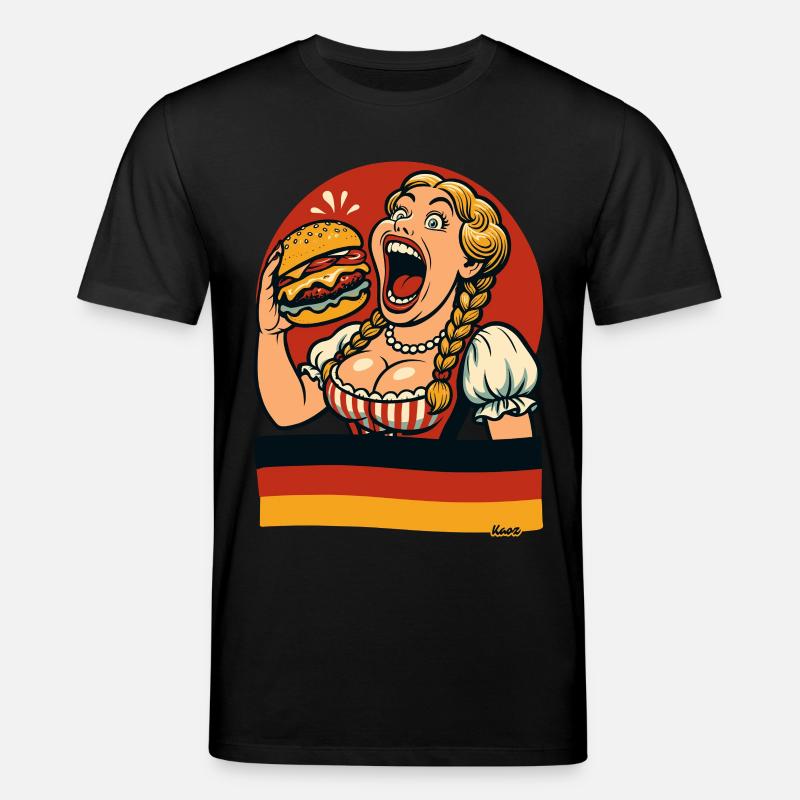 Dirndl woman eats giant burger - Stanley/Stella CREATOR Unisex Organic T-Shirt - black