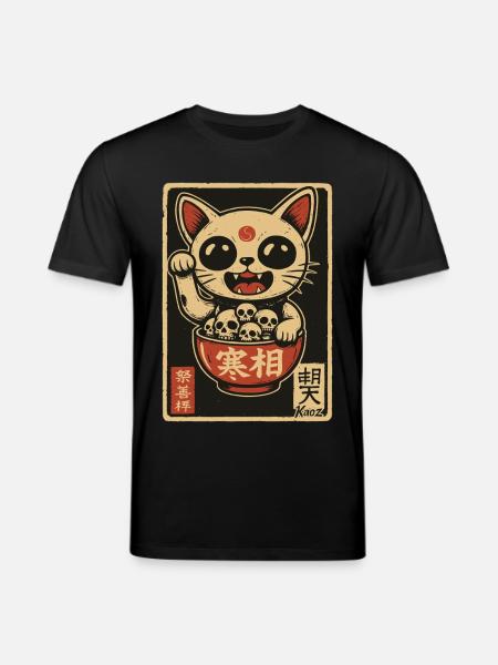 Dunkle Winke-Katze mit Totenköpfen - Stanley/Stella Unisex Bio-T-Shirt CREATOR - Schwarz