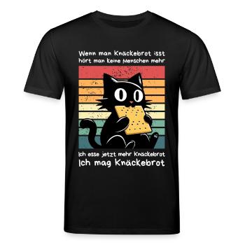 Menschen überhören - Schwarze Katze Sarkasmus - Stanley/Stella Unisex Bio-T-Shirt CREATOR  - Schwarz - Vorne - Alina (178cm) & Michal (187cm)