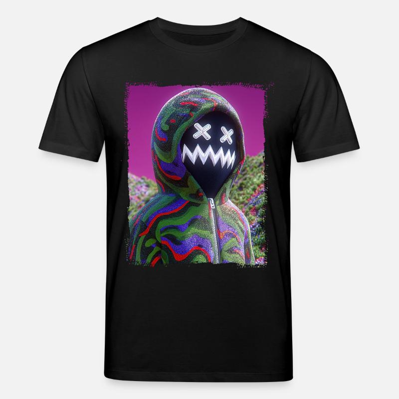 Psychedelic Maskenfigur Neon Glitch Grafik - Stanley/Stella Unisex Bio-T-Shirt CREATOR  - Schwarz