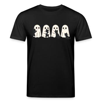 Geist & Katze – Halloween Fun - Stanley/Stella Unisex Bio-T-Shirt CREATOR  - Schwarz - Vorne - Alina (178cm) & Michal (187cm)