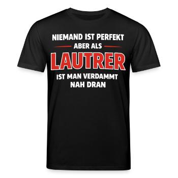Niemand ist perfekt – Lautrer Fan Shirt Geschenk - Stanley/Stella Unisex Bio-T-Shirt CREATOR  - Schwarz - Vorne - Alina (178cm) & Michal (187cm)