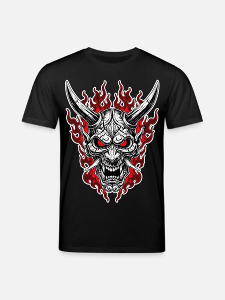 Oni-Maske Höllenporträt Rot Schwarz - Stanley/Stella Unisex Bio-T-Shirt CREATOR  - Schwarz