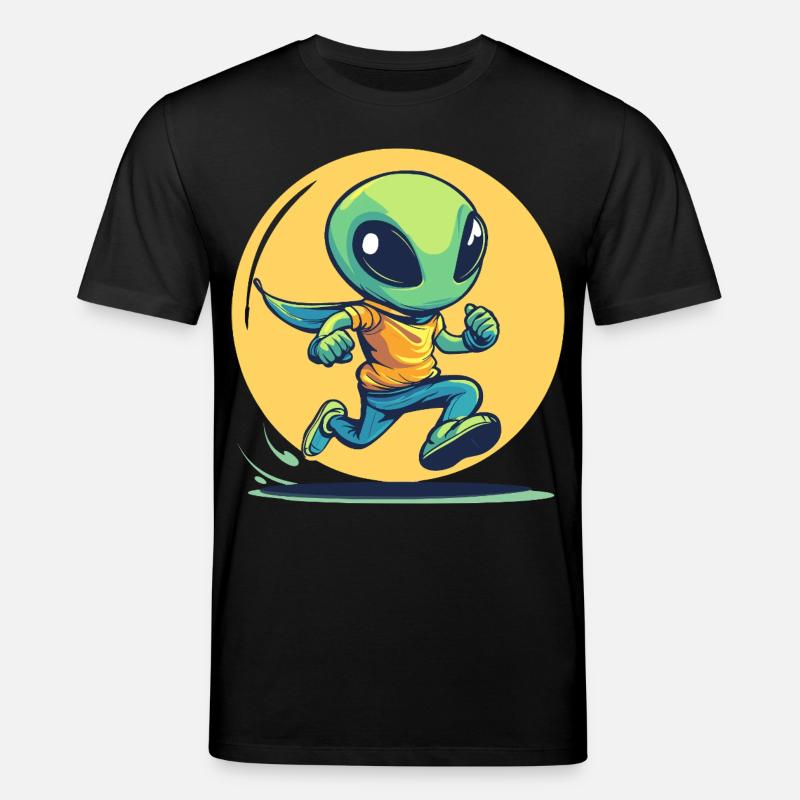Laufender Alien im Comic-Stil - Stanley/Stella Unisex Bio-T-Shirt CREATOR  - Schwarz