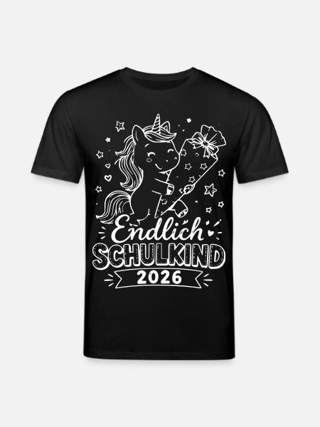 Endlich Schulkind 2026 Einhorn - Stanley/Stella Unisex Bio-T-Shirt CREATOR  - Schwarz