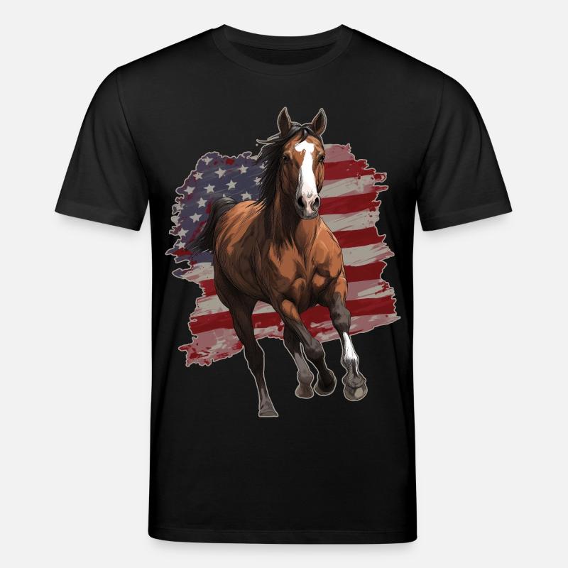 Pferd USA Flagge - Stanley/Stella Unisex Bio-T-Shirt CREATOR - Schwarz