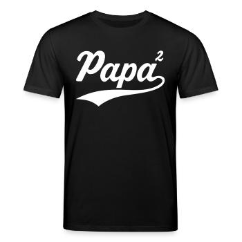 Papa hoch 2 zweifacher Papa 2. Kind - Stanley/Stella Unisex Bio-T-Shirt CREATOR  - Schwarz - Vorne - Alina (178cm) & Michal (187cm)