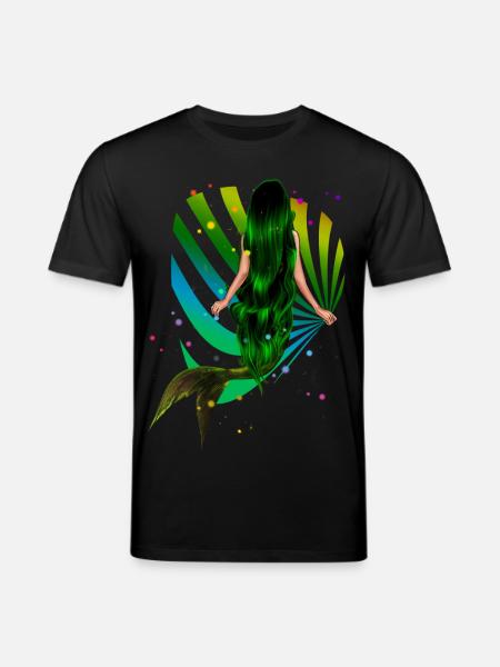 Mermaid Rainbow green Shell Sea - Stanley/Stella CREATOR Unisex Organic T-Shirt - black