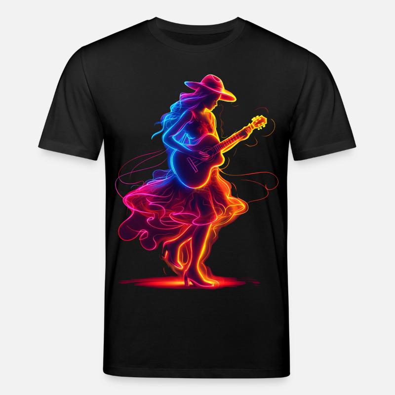 Gitarrist Mädchen Synthwave - Stanley/Stella Unisex Bio-T-Shirt CREATOR  - Schwarz