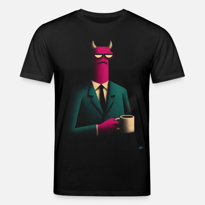 Dämon im Anzug mit Kaffee - Stanley/Stella Unisex Bio-T-Shirt CREATOR  - Schwarz