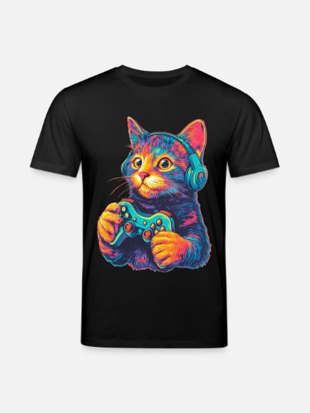 Joueur de chat drôle - T-shirt bio CREATOR Stanley/Stella Unisexe - noir
