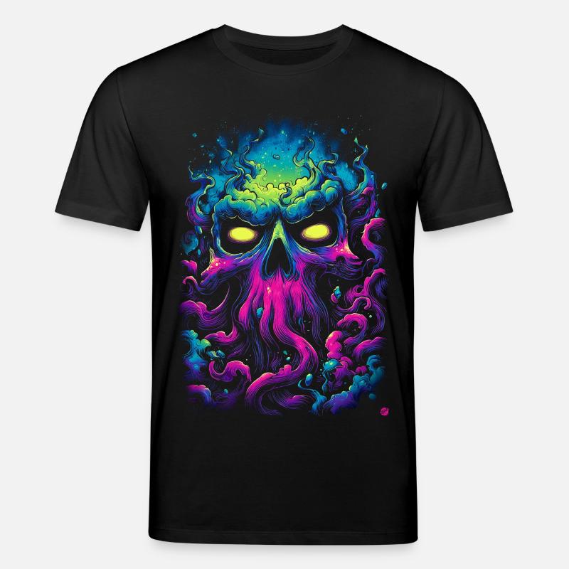 Crâne néon dans une mer de brouillard - T-shirt bio CREATOR Stanley/Stella Unisexe - noir