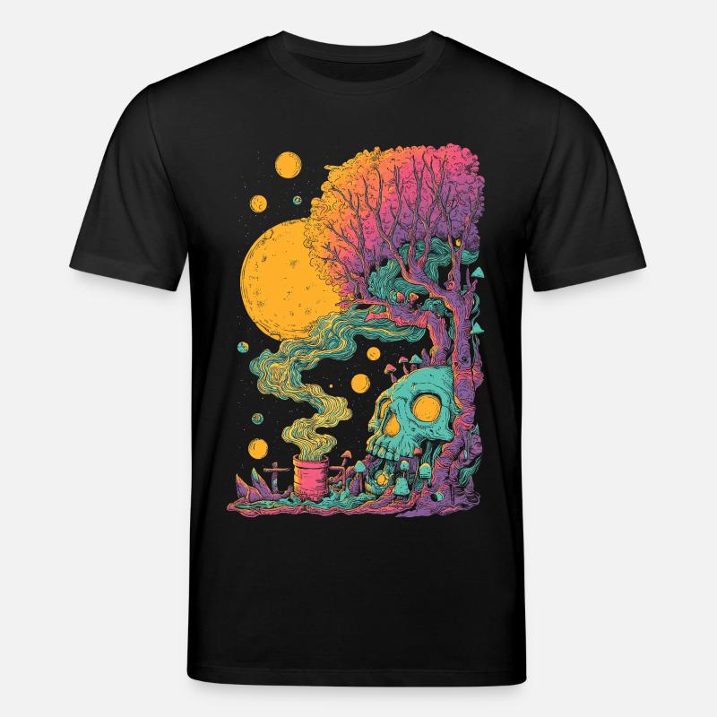 Psychedelic tree skull in the cosmos - Stanley/Stella CREATOR Unisex Organic T-Shirt - black
