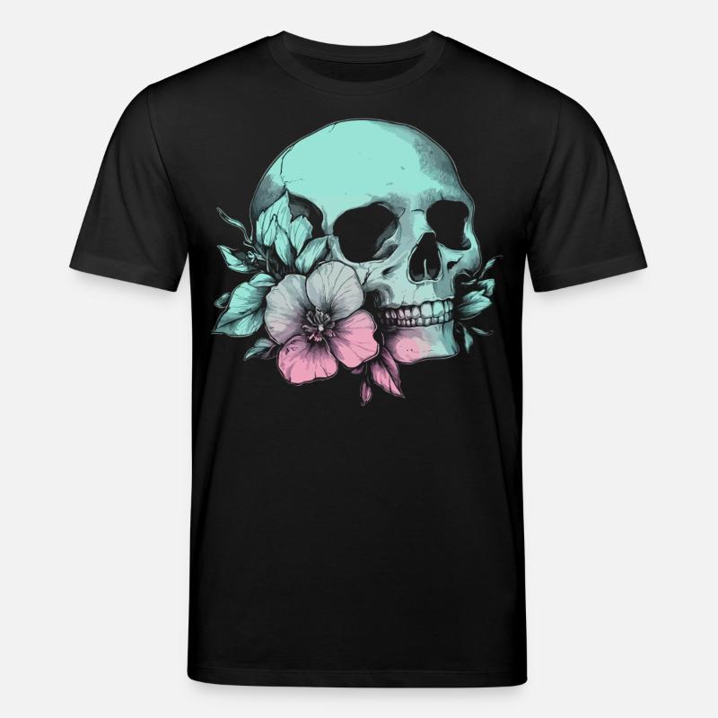 Pastell-Schädel mit Blume & Stil - Stanley/Stella Unisex Bio-T-Shirt CREATOR  - Schwarz
