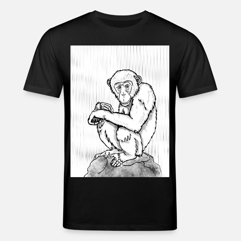Nachdenklicher Schimpanse - Stanley/Stella Unisex Bio-T-Shirt CREATOR  - Schwarz