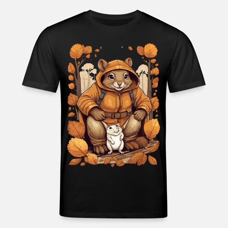 Süßes Eichhörnchen mit Maus - Stanley/Stella Unisex Bio-T-Shirt CREATOR  - Schwarz