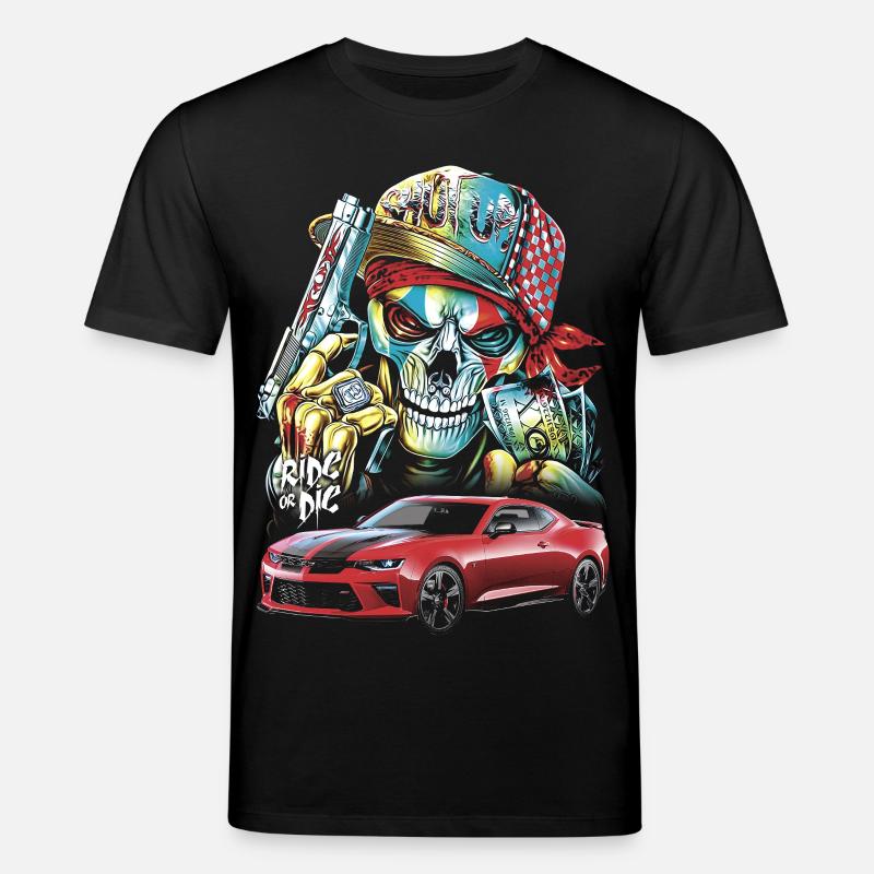 Schädel, Mutig, Rotes Auto - Stanley/Stella Unisex Bio-T-Shirt CREATOR  - Schwarz