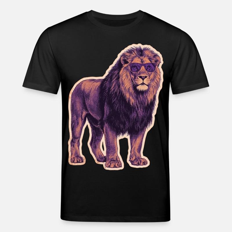 Cooler Löwe mit Sonnenbrille - Stanley/Stella Unisex Bio-T-Shirt CREATOR  - Schwarz