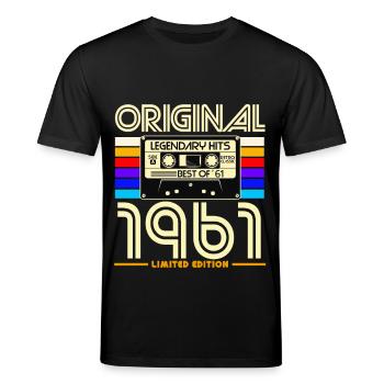 1961 Retro Limited Kassette - Stanley/Stella Unisex Bio-T-Shirt CREATOR  - Schwarz - Vorne - Alina (178cm) & Michal (187cm)