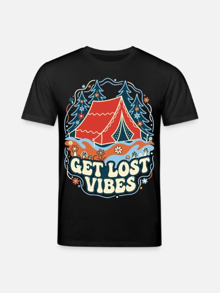 Get Lost Vibes Retro Camping - Stanley/Stella CREATOR Unisex Organic T-Shirt - black