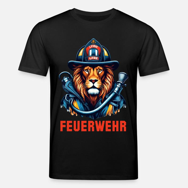 Feuerwehr Löwe Geschenk - Stanley/Stella Unisex Bio-T-Shirt CREATOR  - Schwarz
