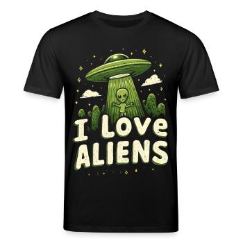 Ich liebe Aliens - Stanley/Stella Unisex Bio-T-Shirt CREATOR  - Schwarz - Vorne - Alina (178cm) & Michal (187cm)