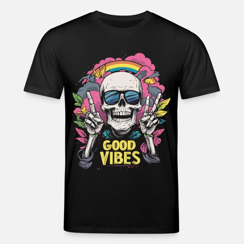 Skull Regenbogen - Stanley/Stella Unisex Bio-T-Shirt CREATOR  - Schwarz
