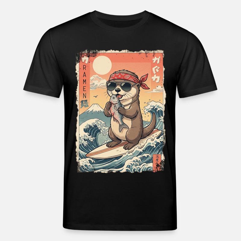 Kawaii Surf Otter - Stanley/Stella Unisex Bio-T-Shirt CREATOR  - Schwarz