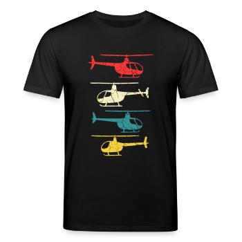 Retro Helikopter - Stanley/Stella Unisex Bio-T-Shirt CREATOR  - Schwarz - Vorne - Alina (178cm) & Michal (187cm)
