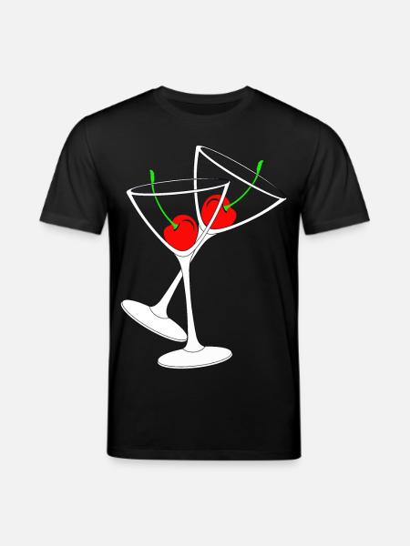 Cocktail glasses with cherries - Stanley/Stella CREATOR Unisex Organic T-Shirt - black