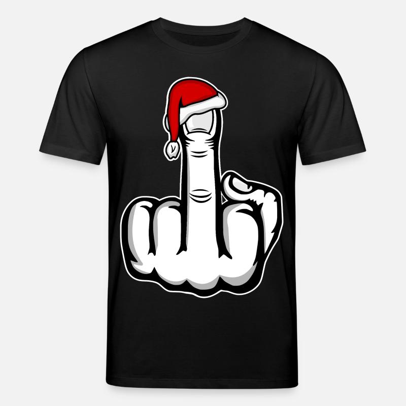 Weihnachten Mittelfinger mit Weihnachtsmütze - Stanley/Stella Unisex Bio-T-Shirt CREATOR - Schwarz