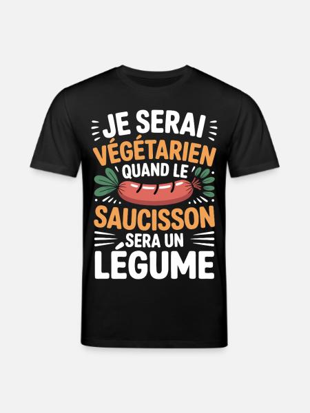 Humour Sausage – Never Vegetarian - Stanley/Stella CREATOR Unisex Organic T-Shirt - black