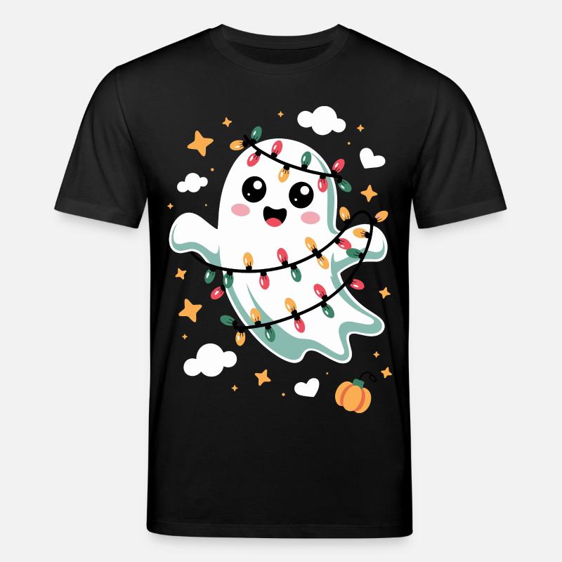 Süßer Geist mit Weihnachtslichtern - Stanley/Stella Unisex Bio-T-Shirt CREATOR  - Schwarz