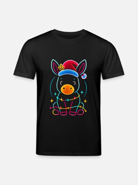 Donkey Elf Christmas Funny Gift - Stanley/Stella CREATOR Unisex Organic T-Shirt - black