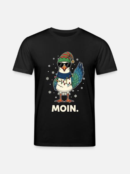 Seagull Santa Claus Christmas Fairy Lights - Stanley/Stella CREATOR Unisex Organic T-Shirt - black