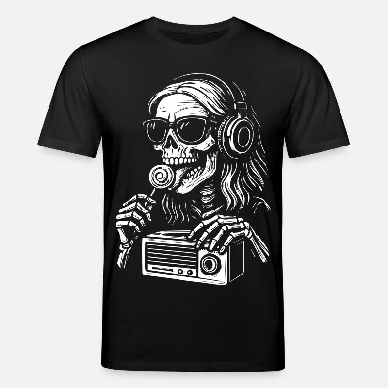 Skelett DJ mit Kopfhörern - Stanley/Stella Unisex Bio-T-Shirt CREATOR  - Schwarz