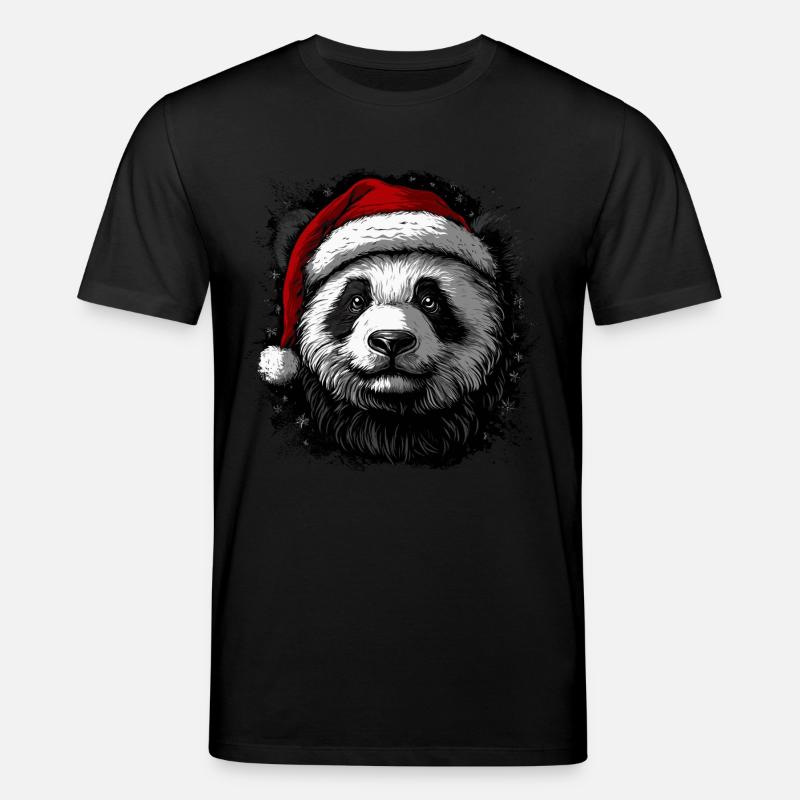 Weihnachtspanda - Stanley/Stella Unisex Bio-T-Shirt CREATOR  - Schwarz